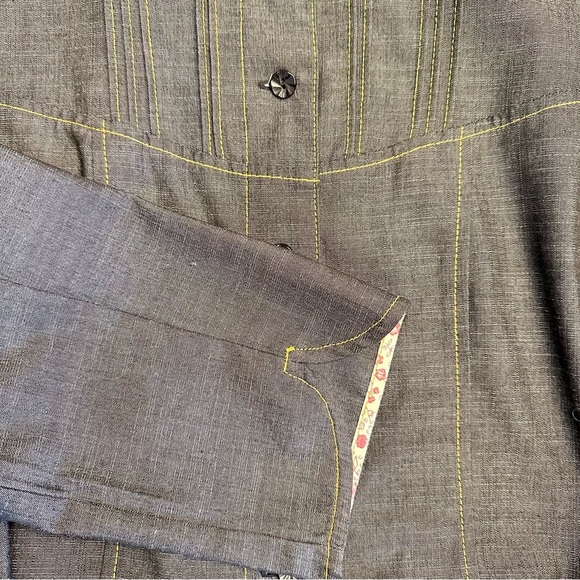 Vintage 1940s 1950s Button Down Denim Vibe Chambray Dress Size Large - Picture 5 of 7